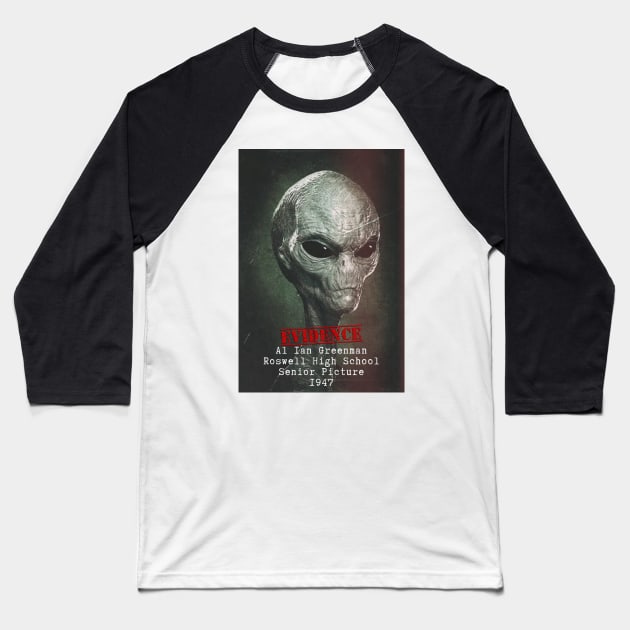 Roswell Alien High School Picture Baseball T-Shirt by The Convergence Enigma